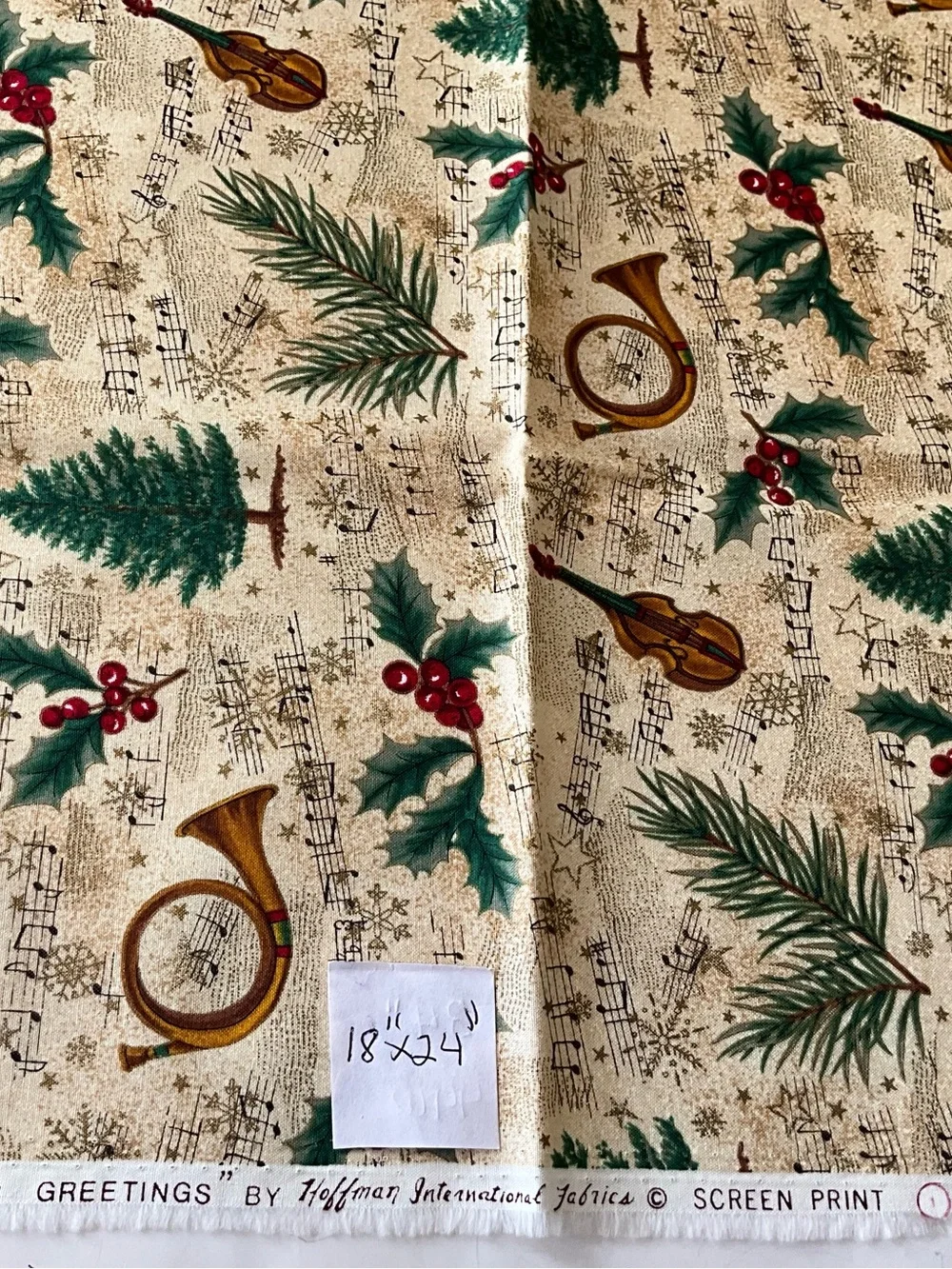 VTG Quilting Sewing Fabric Lot Christmas Theme Cranston Holy Pine Trees Cotton
